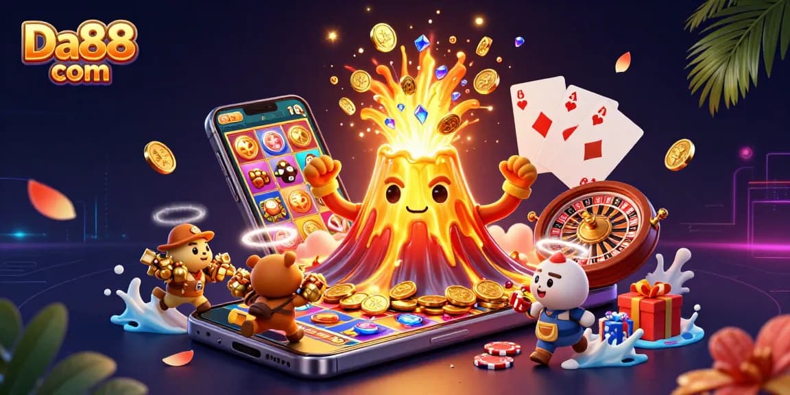Engage with thrilling slots at Da88 com featuring vibrant 3D casino elements and dynamic scenes.
