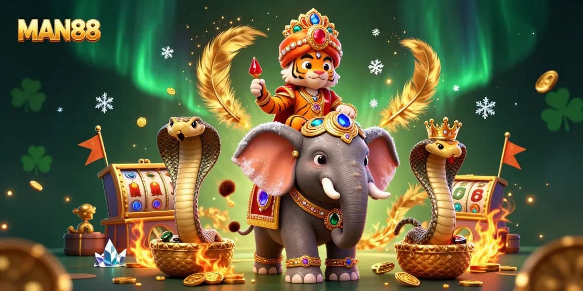Experience thrilling casino action with MAN88 in this vibrant 3D illustration featuring engaging characters and dynamic gaming elements.