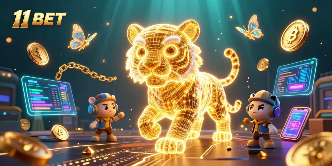 Join the 11 BET excitement with a vibrant golden tiger illustrating high-stakes casino thrills