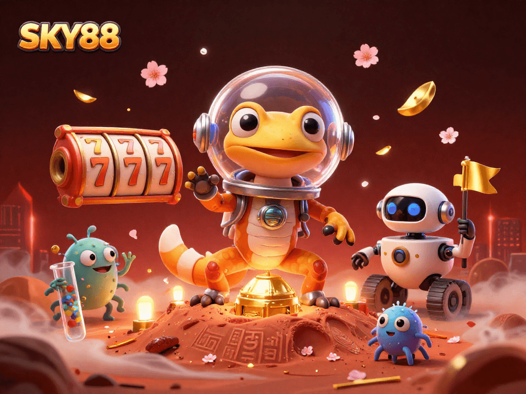 Engage with SKY88 while a Martian gecko uncovers treasures at a golden casino.