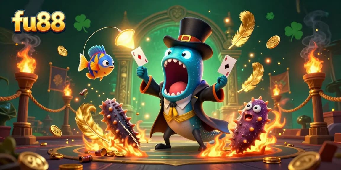 Engage in the thrilling world of fu88 casino with vibrant magical sea creatures showcasing spectacular card tricks.