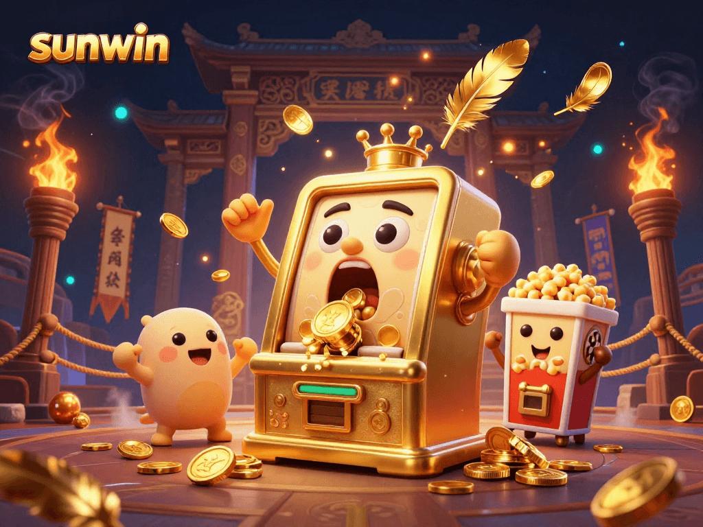 Experience the excitement at sunwin as golden coins pour from the jackpot-winning slot machine!