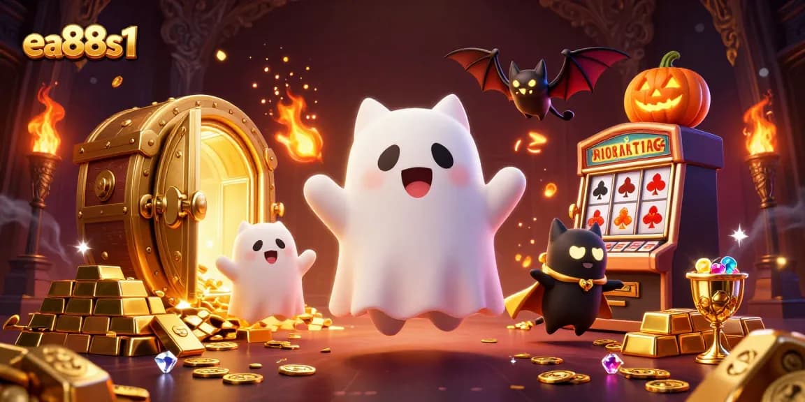 Engage in thrilling gaming at ea88s1 with vibrant ghostly characters in a luxurious casino setting.