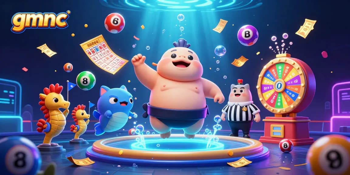 Experience gmnc excitement with vibrant casino festivities in an underwater setting featuring colorful lottery themes.