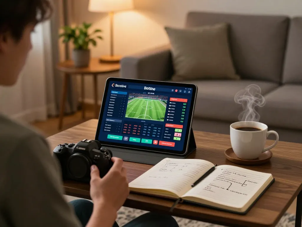 Socolive sports betting app shown on tablet during an engaging home gaming session.