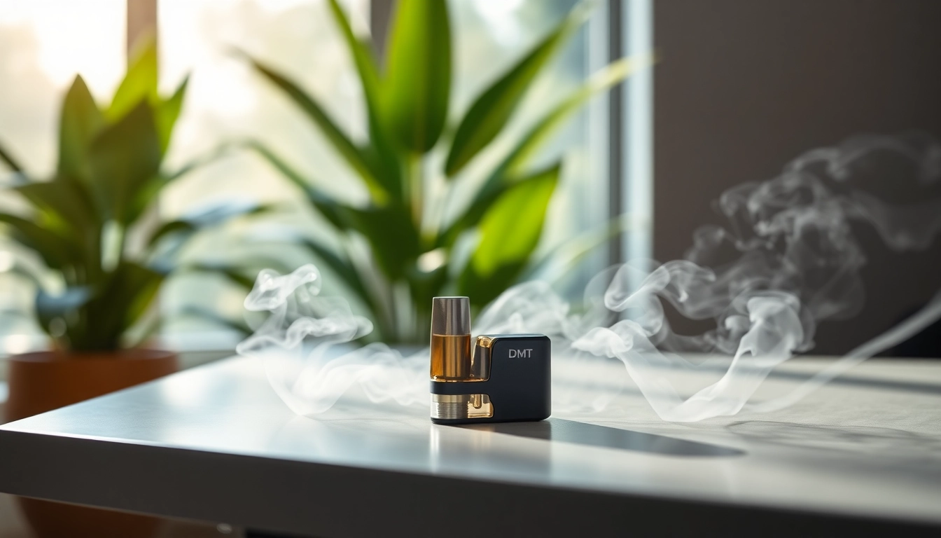 Buy DMT online with a high-quality DMT cartridge featured elegantly on a serene table.