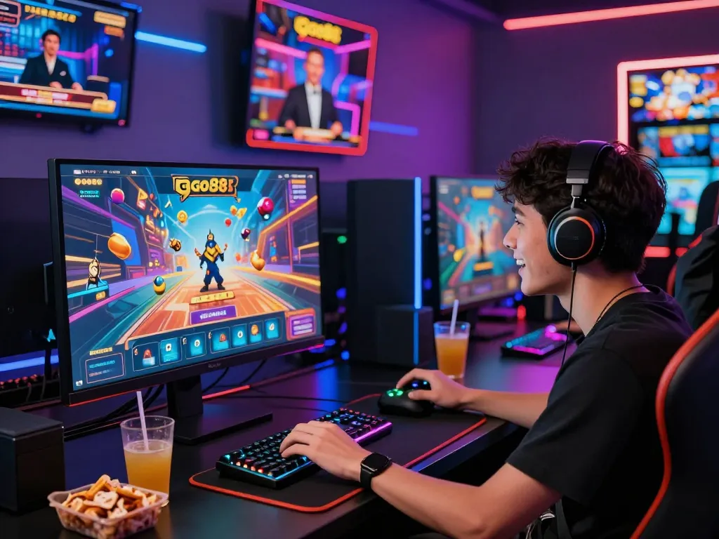 Tải game go88 showcased in a vibrant gaming setup with immersive visuals.