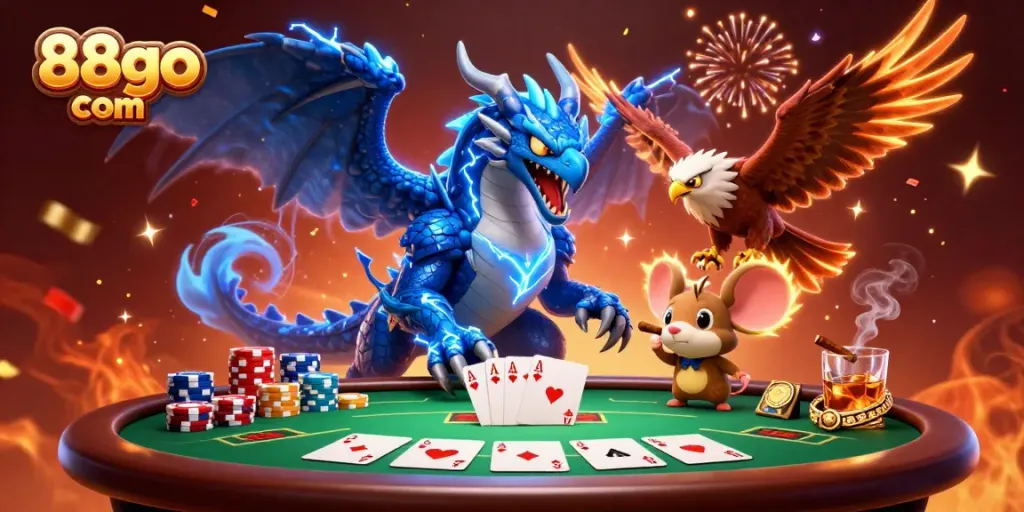 Experience the thrill of 88go com through vibrant casino elements and characters celebrating winning moments.