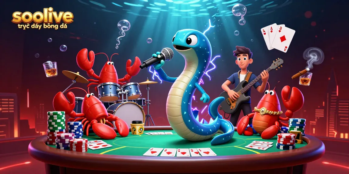 Socolive trực tiếp bóng đá highlights an electrifying underwater casino DJ scene with vibrant characters and rich gaming elements.