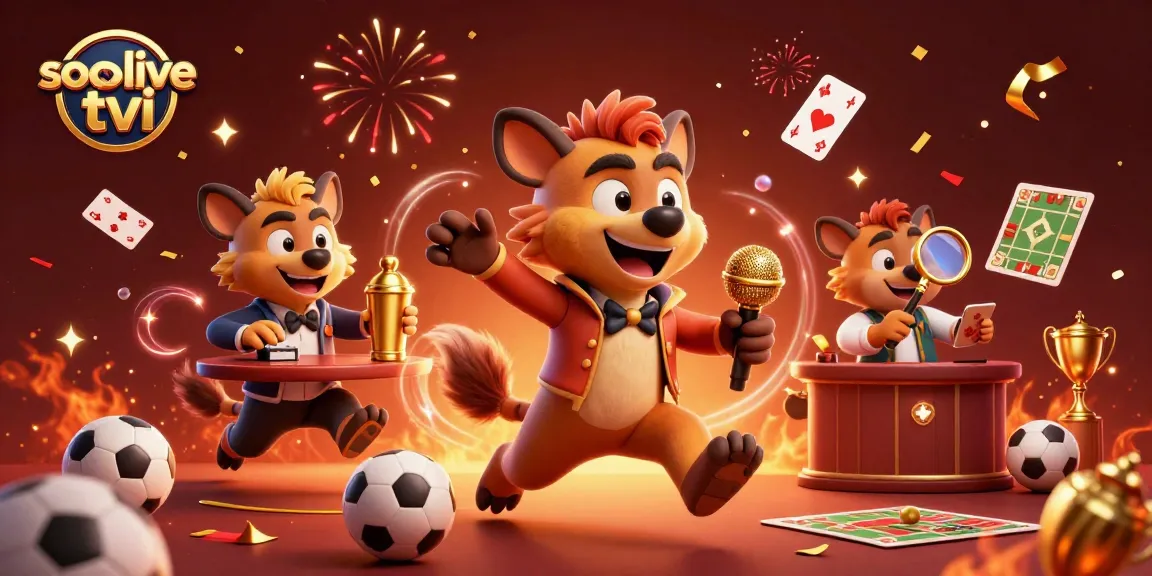 Engage with the vibrant socolive tivi sports betting scene, featuring cartoon hyenas bringing excitement with betting slips and trophies.