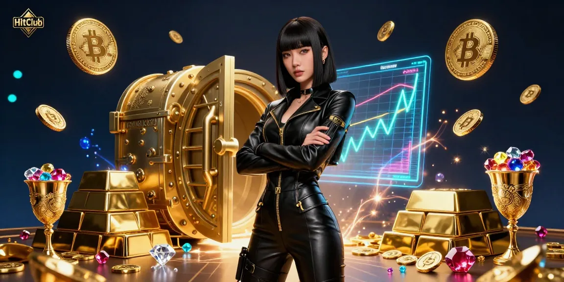 Experience the thrill of HitClub, the leading online casino, with vibrant 3D rendering of a stunning character and lavish gaming elements.
