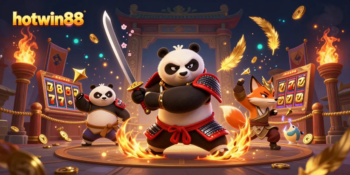 Engage in thrilling gameplay with hotwin88's dynamic slots featuring a samurai panda and ninja fox.
