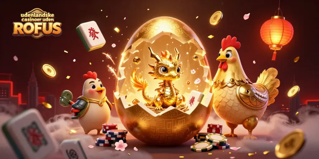 Experience udenlandske casinoer uden ROFUS with a captivating scene of a golden dragon and poker chips.