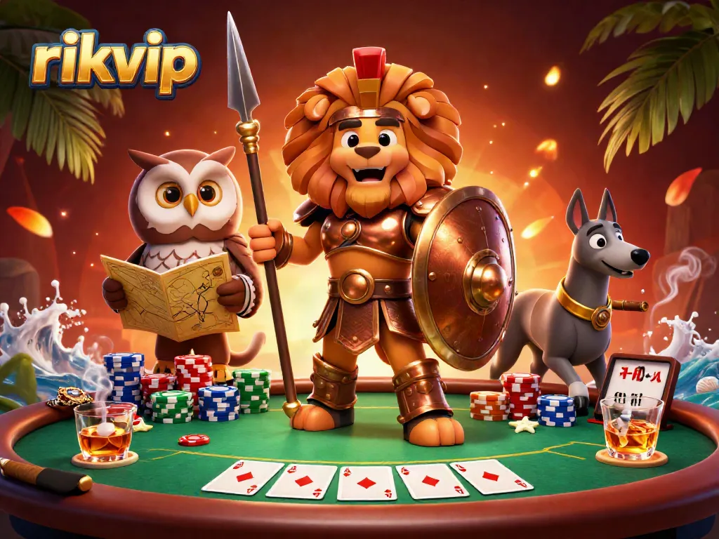 Experience the thrill of rikvip poker with strategic gameplay, vibrant colors, and dynamic elements surrounding our characters.