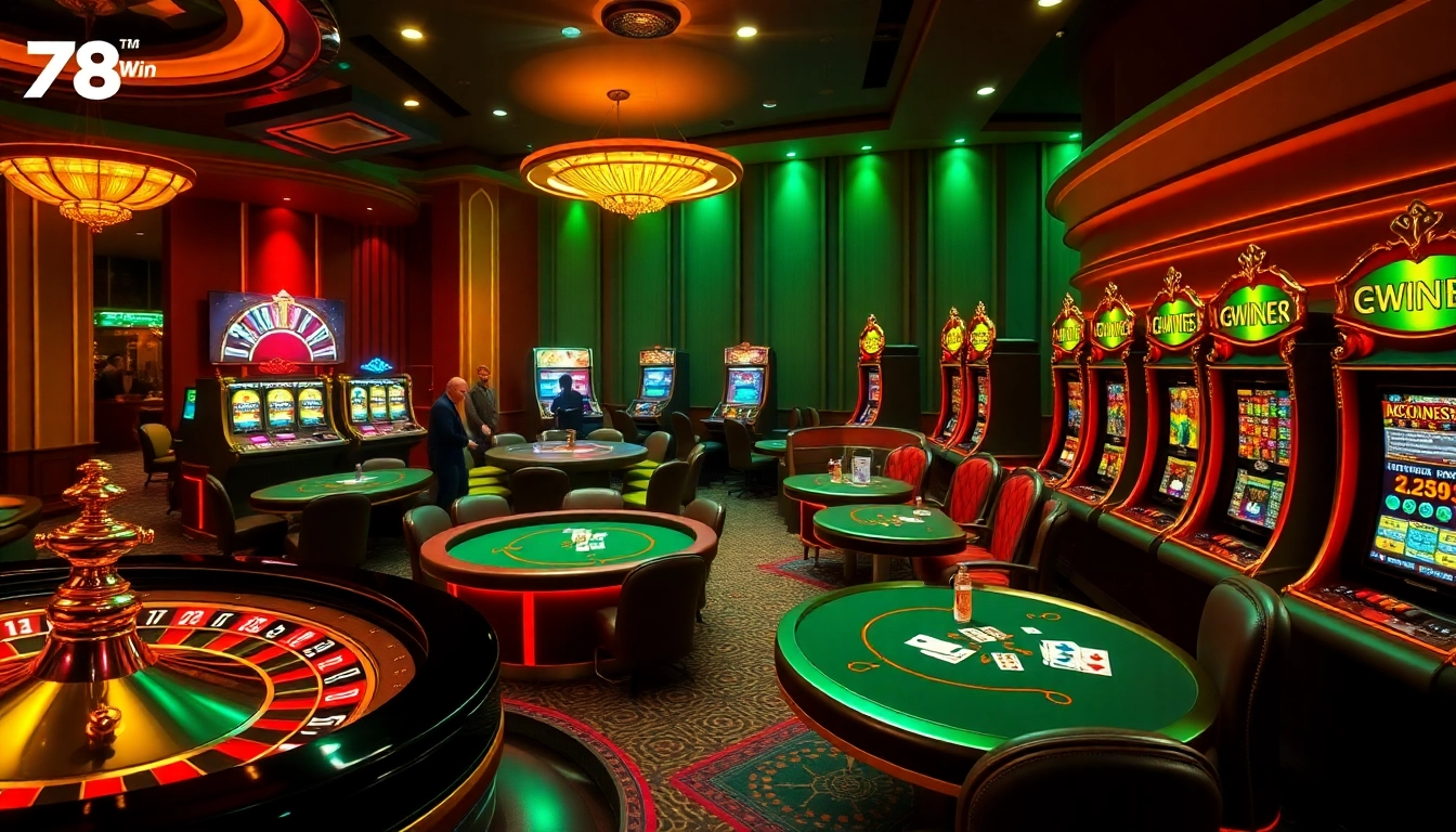 Players enjoying various casino games at 78Win, showcasing the excitement of online gambling.