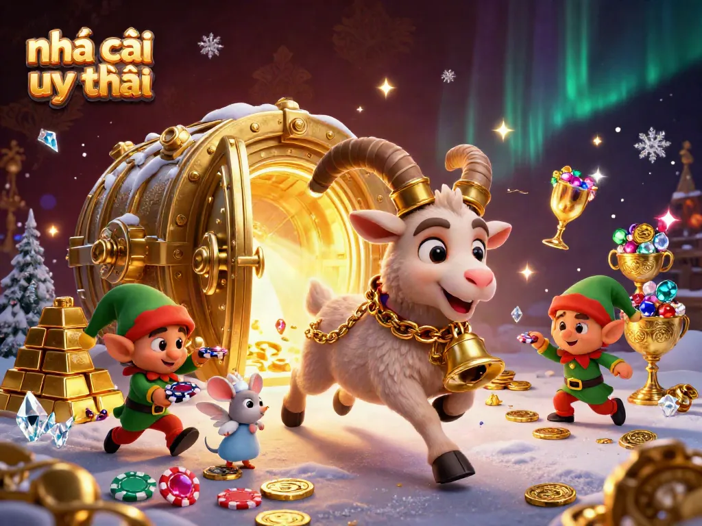 Experience the festive chaos at nhà cái uy tín with Krampus and mischievous gremlins in a rich casino scene.