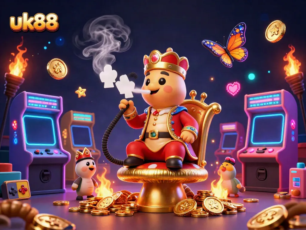 Engage with uk88's thrilling gaming experience showcasing vibrant casino and arcade elements.