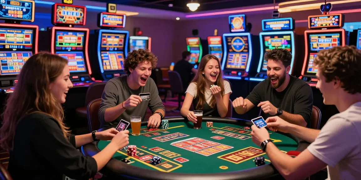 Explore the thrilling atmosphere at credit card casinos with friends at https://bhma.org.uk, showcasing vibrant games and excited players.