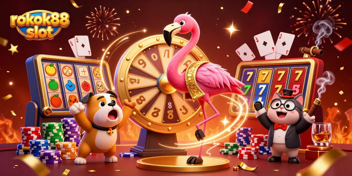 Spin to win at rokok88 slot with vibrant characters and exciting casino elements!