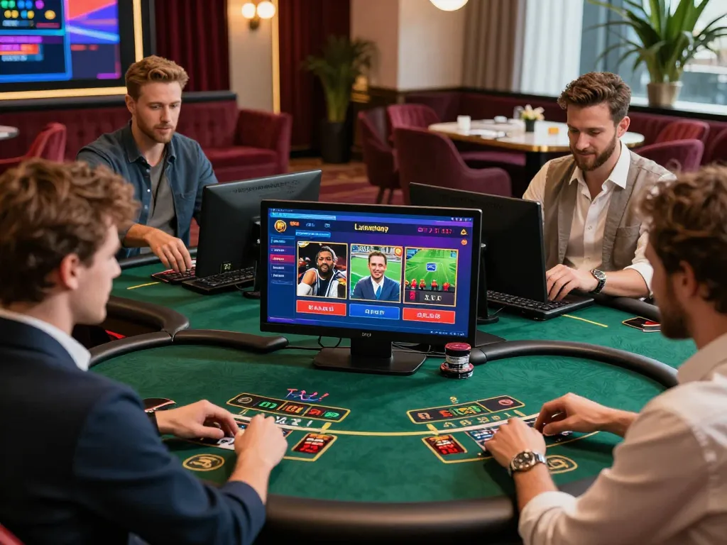 Experience luxury gaming at https://ko66a.uk.com/ with friends enjoying live casino games, dynamic atmosphere, and sleek digital interface.