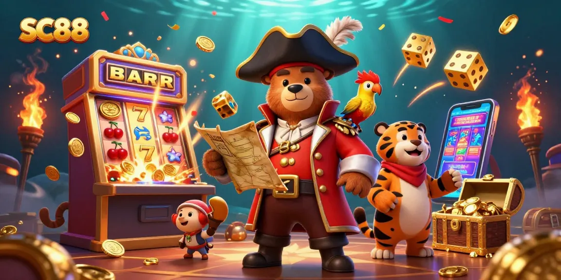 SC88 pirate captain bear leads a thrilling casino adventure with dynamic slot action.