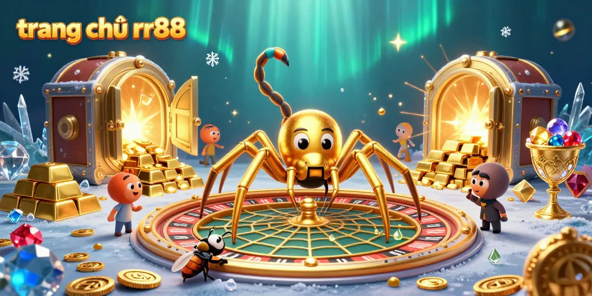 Experience the thrill of the casino with trang chủ rr88 featuring a golden web roulette and a centipede croupier.