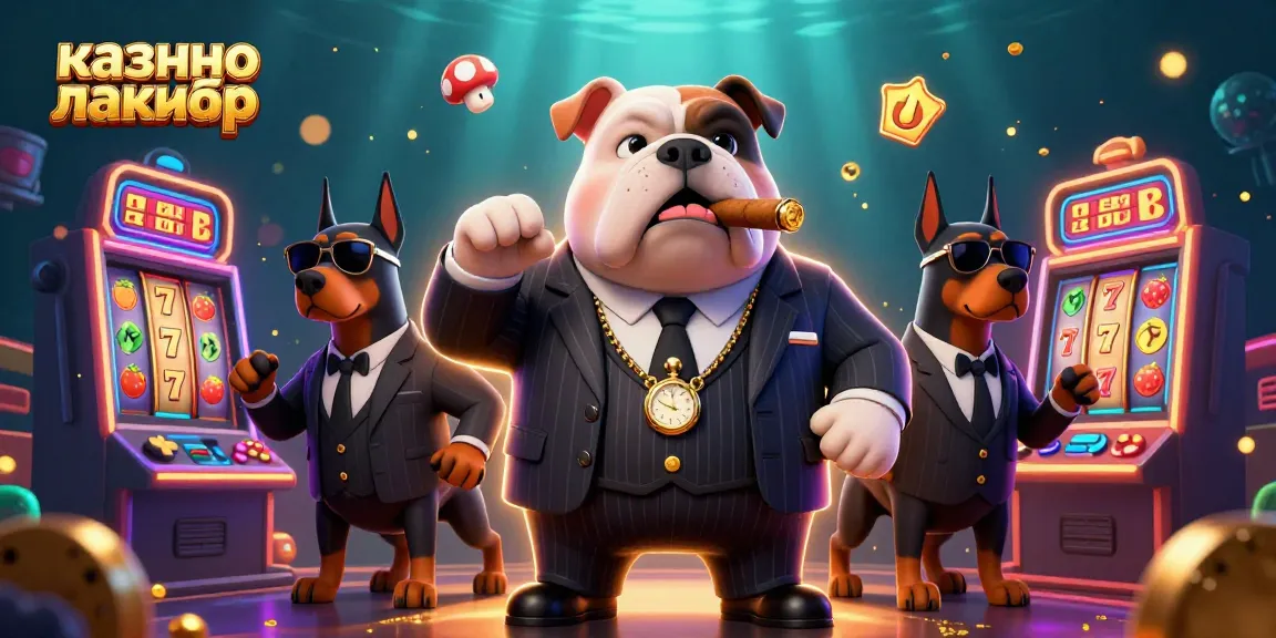 Experience the thrill of казино лакибир with a vibrant 3D casino scene featuring a mafia boss and bodyguards.