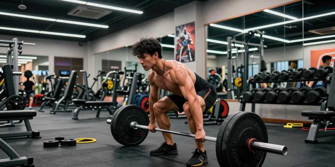 Person lifting weights in Steroide Boutique gym showcasing strength training and bodybuilding.