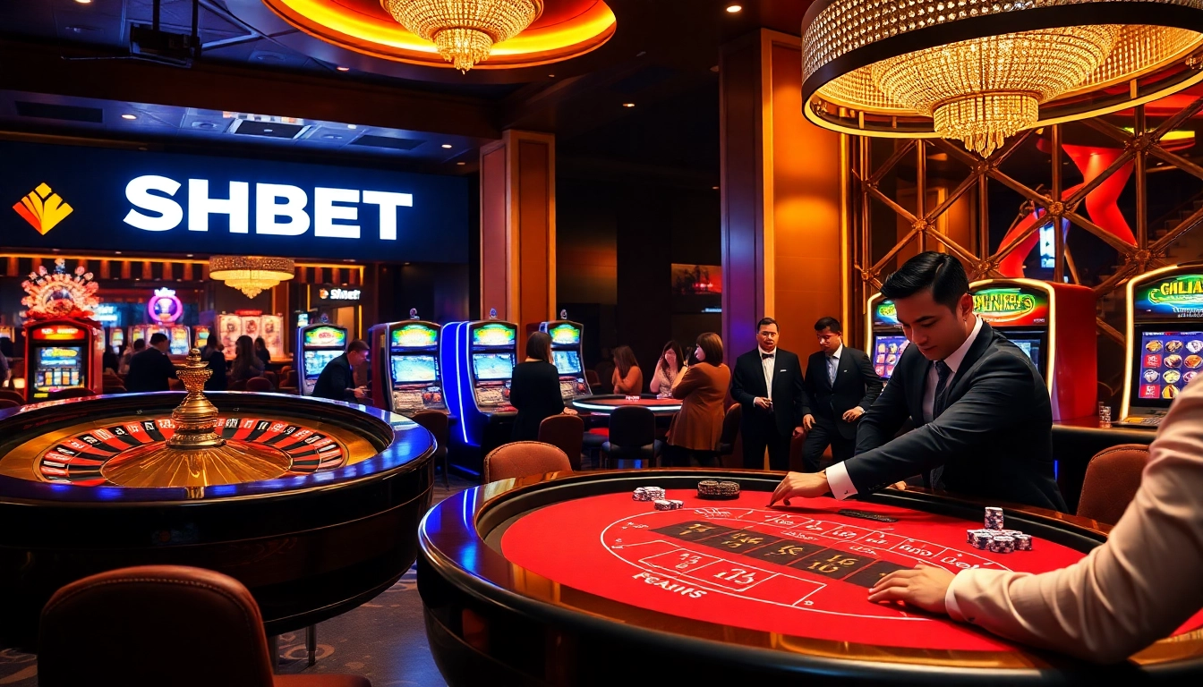 Experience the thrill of high-stakes gambling at SHBET with vibrant casino visuals and dynamic gameplay.