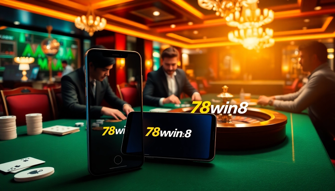 Engaging gamblers at the 78win8 casino table with professional players in a vibrant environment.