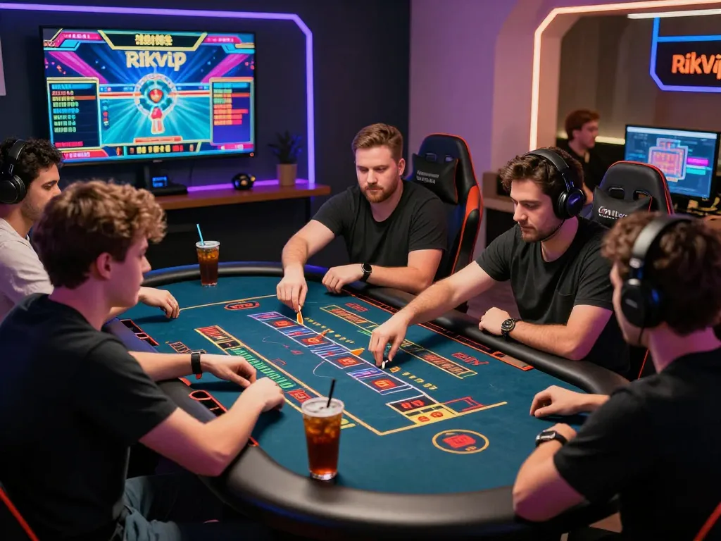 Exciting online gaming at Rikvip mới nhất with friends enjoying a live casino experience.