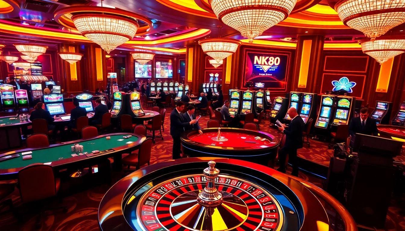 Experience the thrill of betting at NK88 with vibrant casino visuals and engaged players.