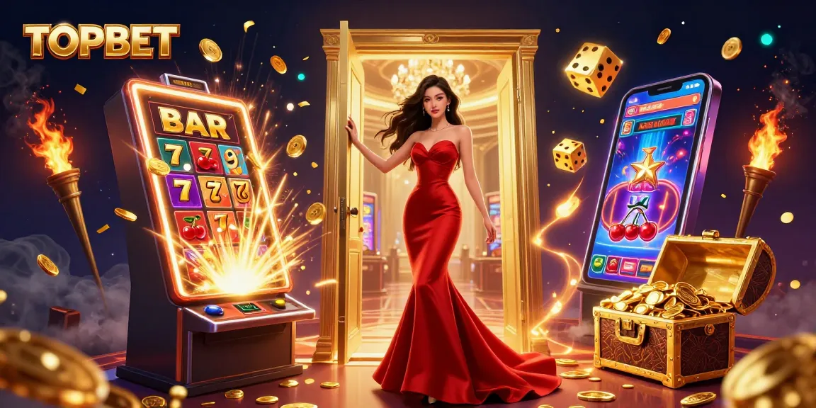 Experience the thrill at TOPBET with a stunning VIP casino scene featuring a jackpot explosion.