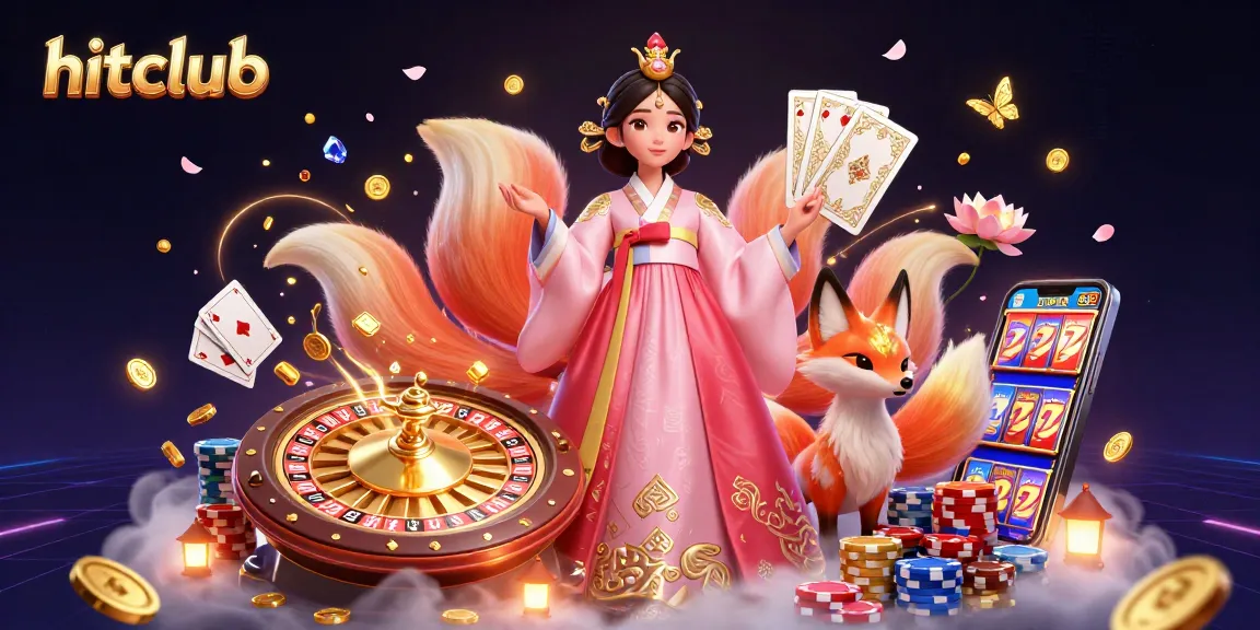 Experience the exciting world of hitclub with an Asian woman in hanbok, surrounded by casino treasures