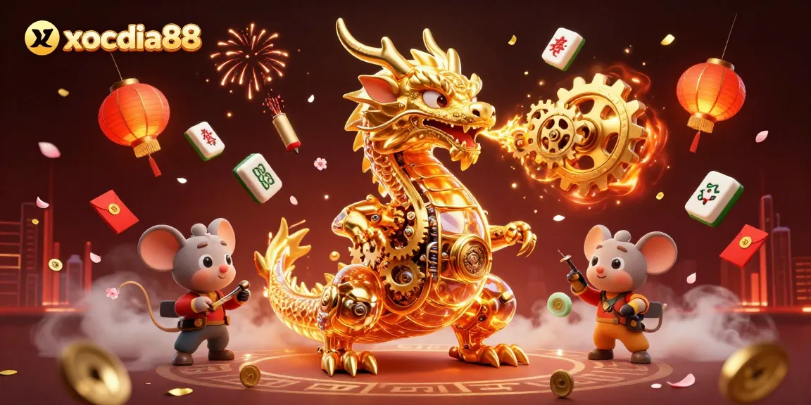 Xocdia88 players immerse themselves in a vibrant, dynamic casino adventure filled with golden treasures and festive symbols.