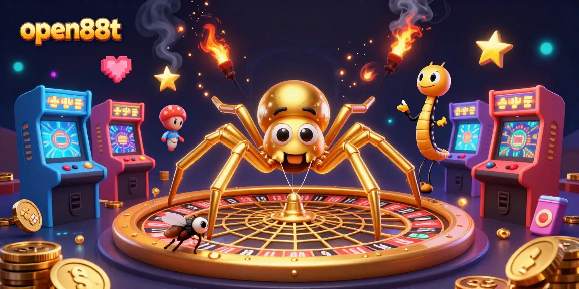 Open88t offers thrilling roulette experiences with a golden spider and centipede in a vibrant casino.