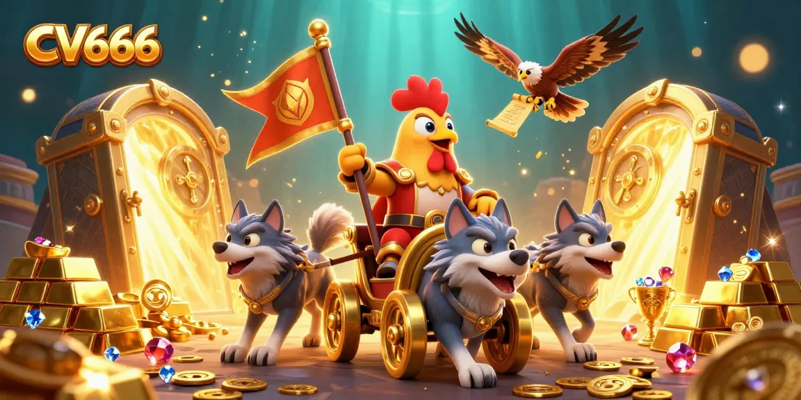 Engage in thrilling gameplay with CV666's vibrant casino adventures featuring a 3D rooster warlord and treasures.