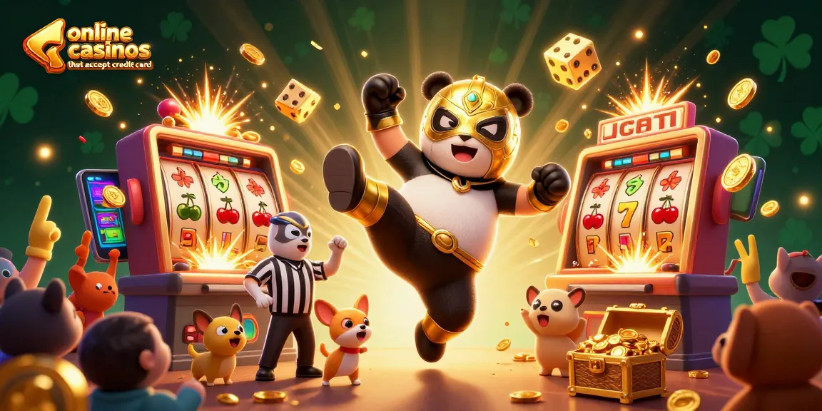 Experience excitement at online casinos that accept credit card with a vibrant 3D casino scene.