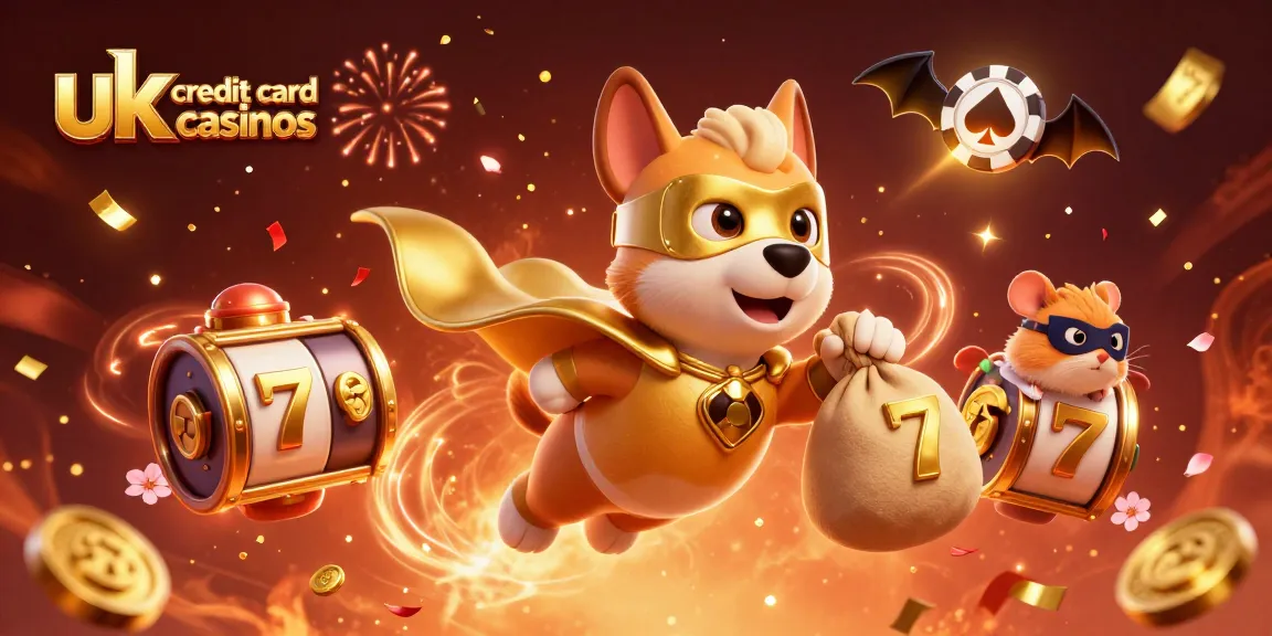 Engage with top uk credit card casinos featuring a heroic dog and hamster in a thrilling casino scene.